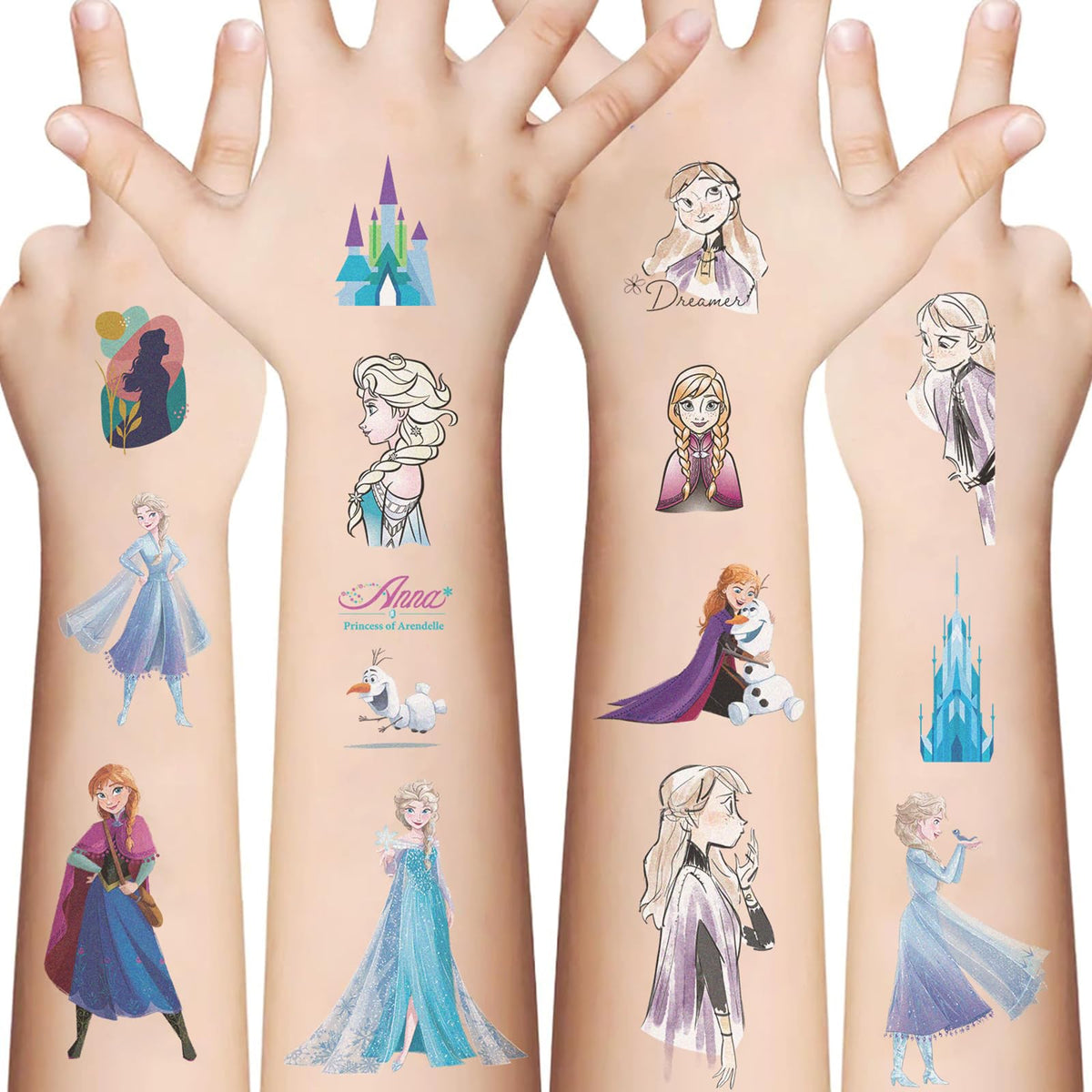 Tatuajes temporales XYLL de princesas de Disney para fiestas infantiles seguras.