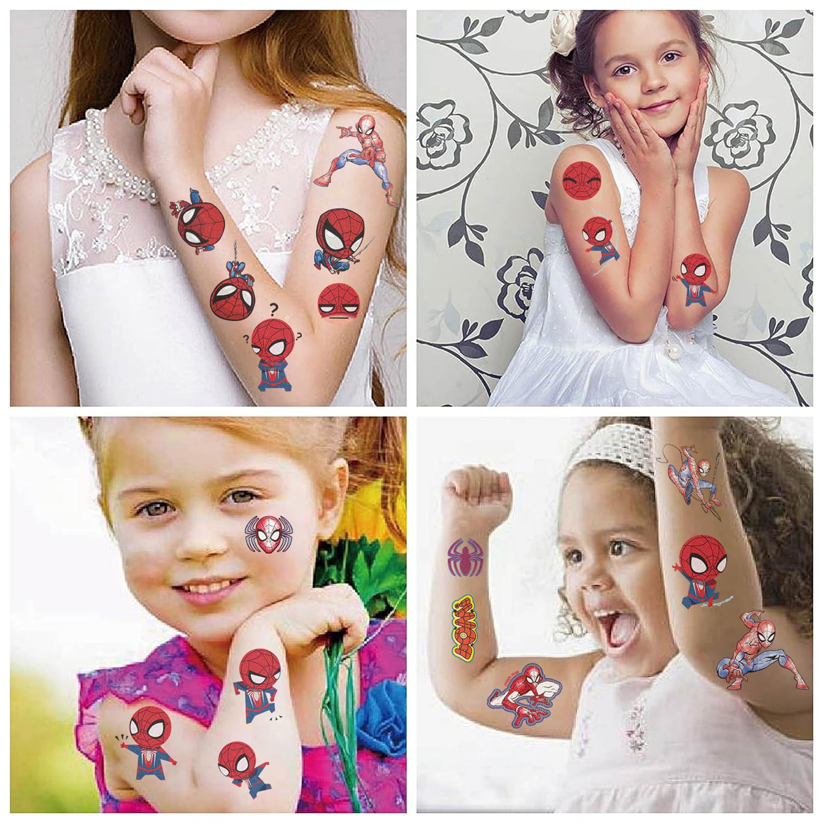 XYLL Spiderman tatuajes en hojas, diseño seguro para niños.