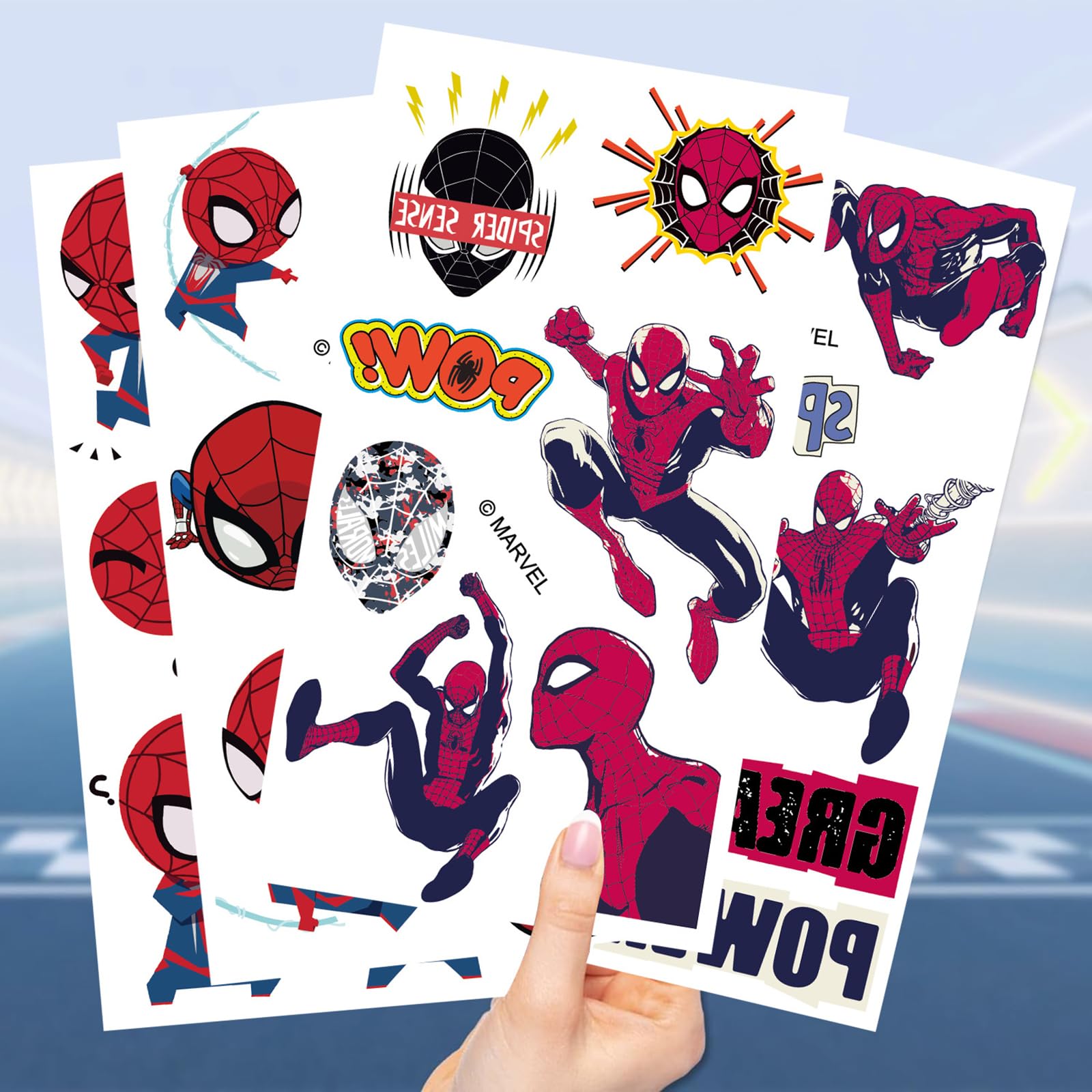 Spiderman XYLL tatuaje temporal, adhesivo impermeable para actividades.