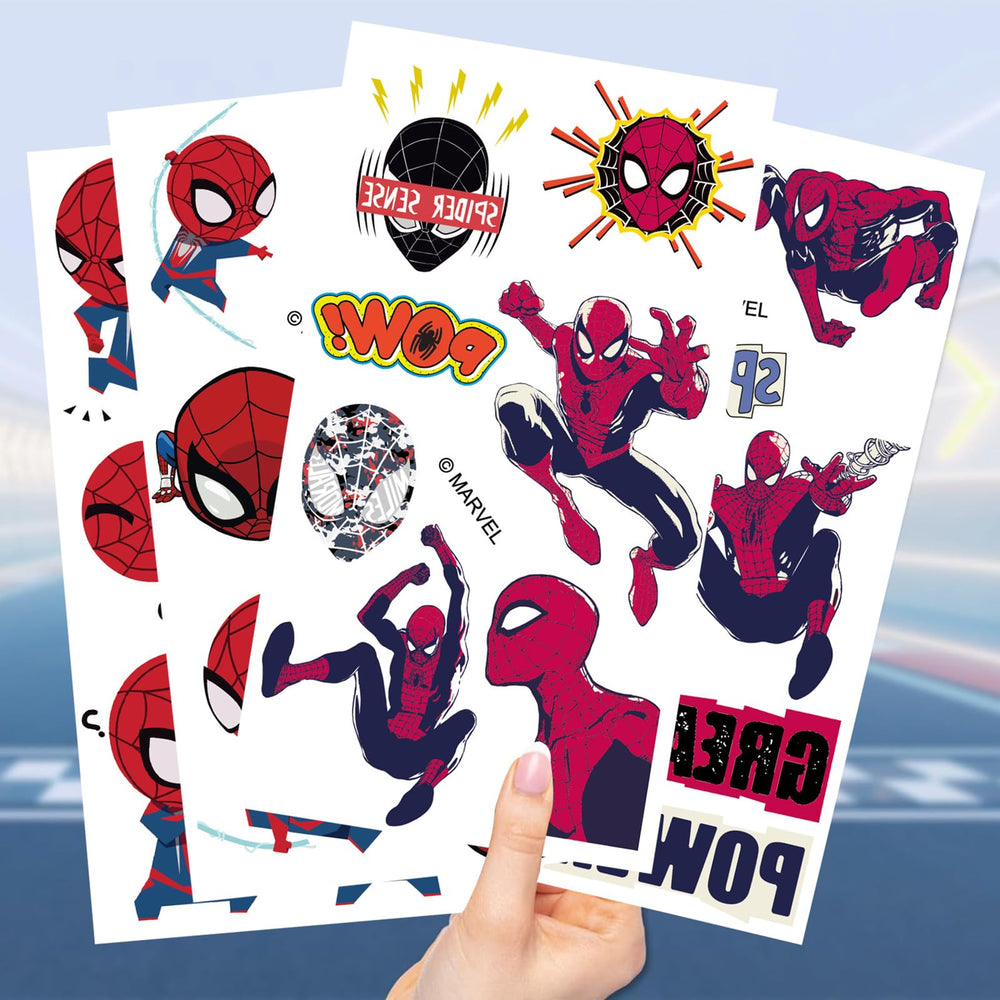 Spiderman XYLL tatuaje temporal, adhesivo impermeable para actividades.