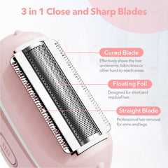 XYYOUWEI afeitadora para mujer, enfoque en cabezales variados, ideal para zonas sensibles.