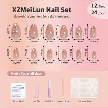 Diseños 3D en oro con estrellas para uñas XZMeiLun.