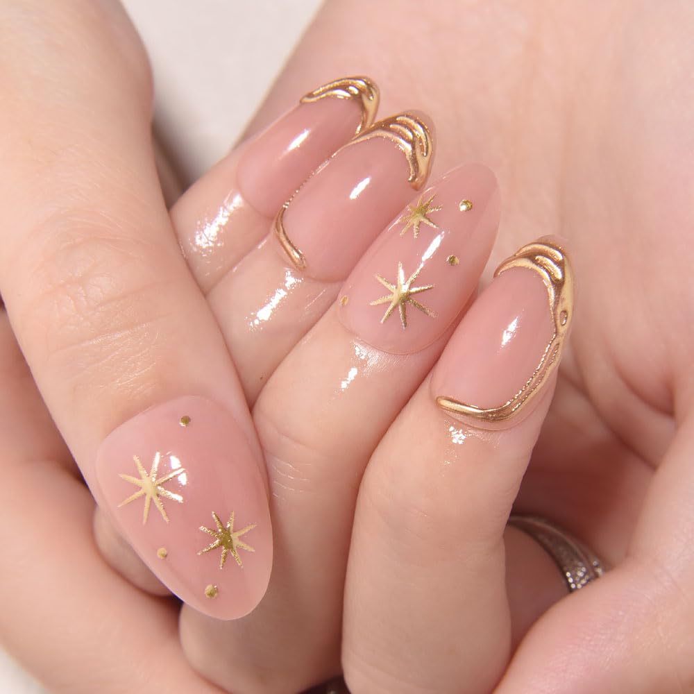 Uñas acrílicas brillantes de XZMeiLun con cobertura completa para aplicación en casa.