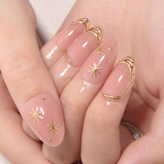 Uñas acrílicas brillantes de XZMeiLun con cobertura completa para aplicación en casa.