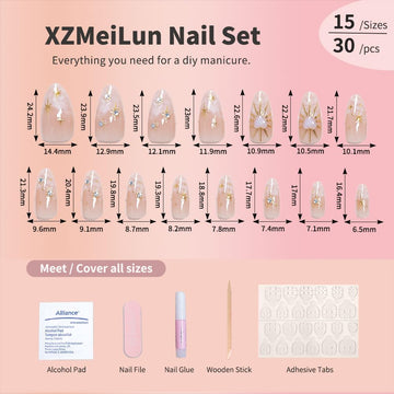 XZMeiLun uñas en almendra media con ajuste perfecto