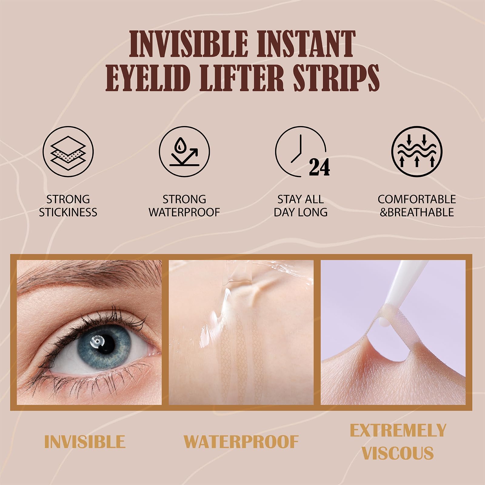 YAGUVI breathable gel fiber eyelid tape detail.