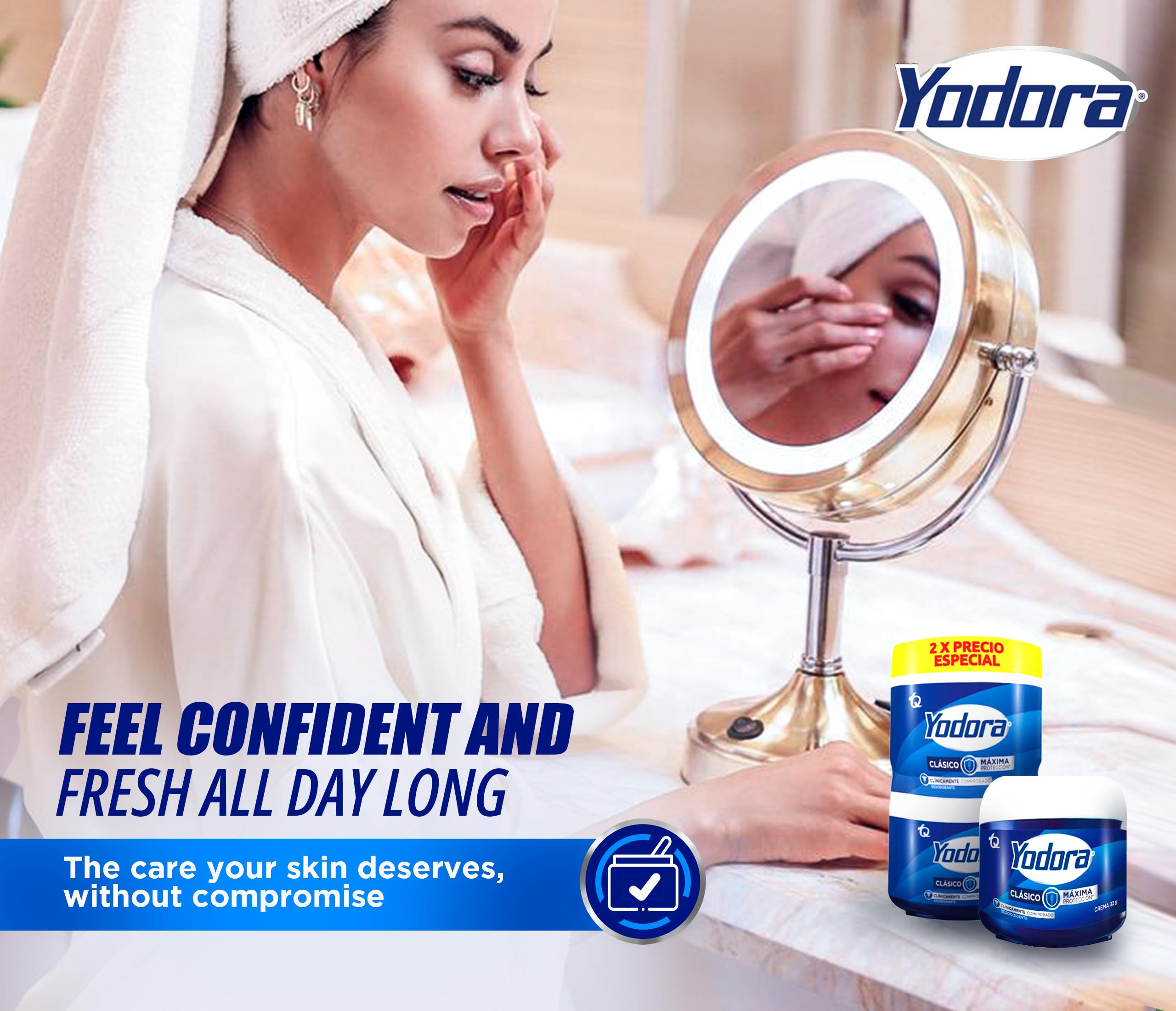 Desodorante en crema para hombres y mujeres de Yahve Yodora Clasico, frescura diaria.