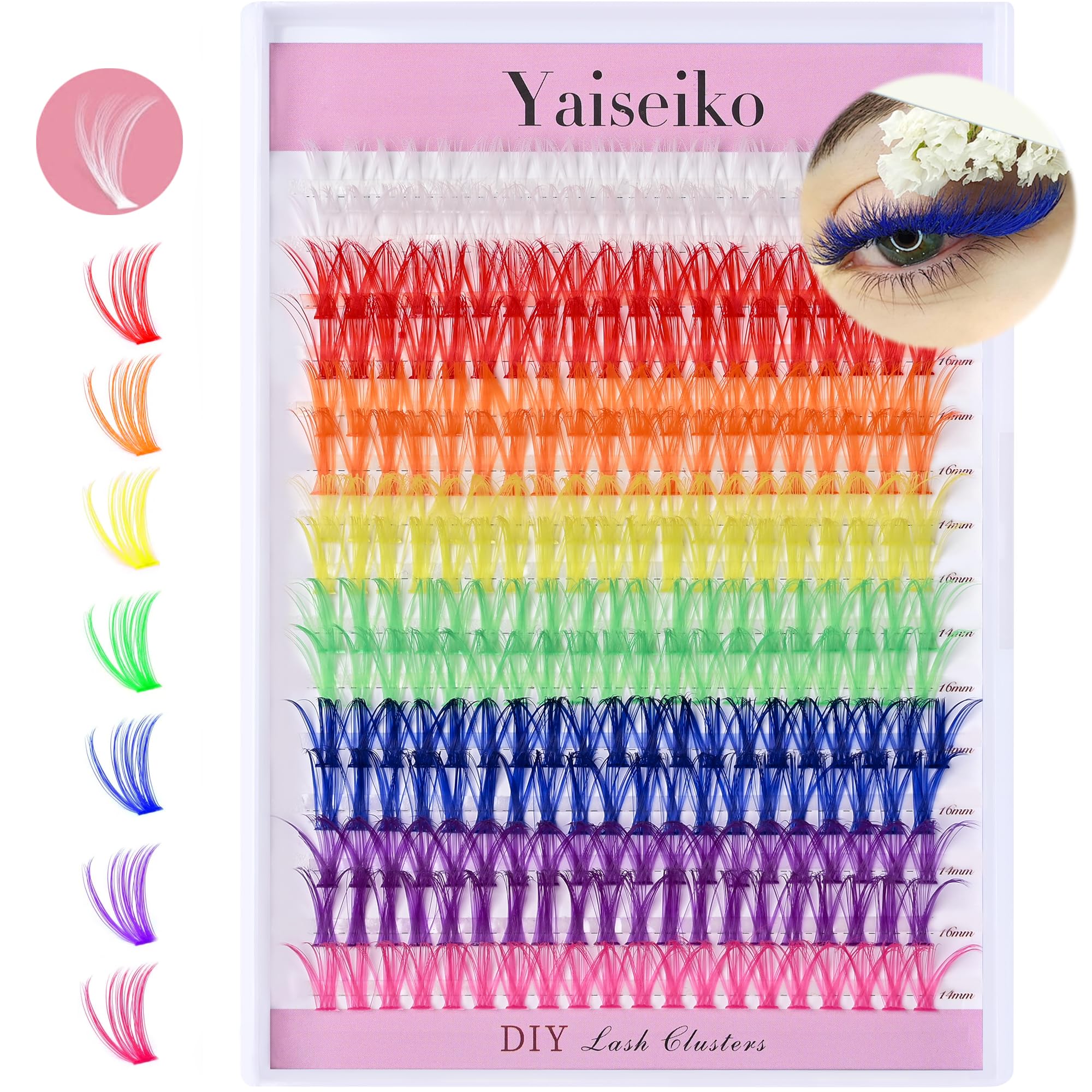 Yaiseiko conjuntos pestanas coloridas 14mm-16mm: resultados llamativos y personalizables.