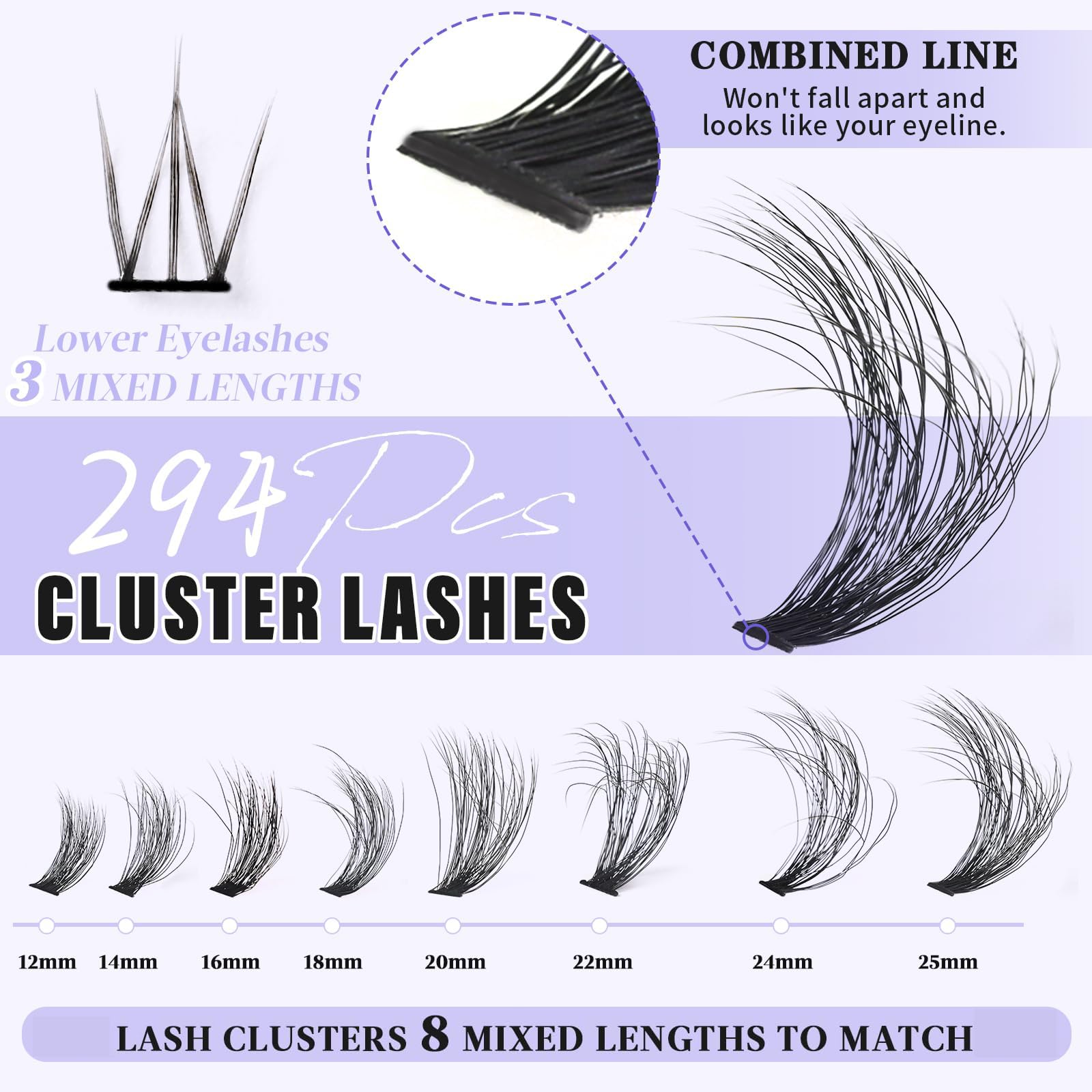 Yaiseiko pestañas inferiores 5-7 mm para completar la apariencia.