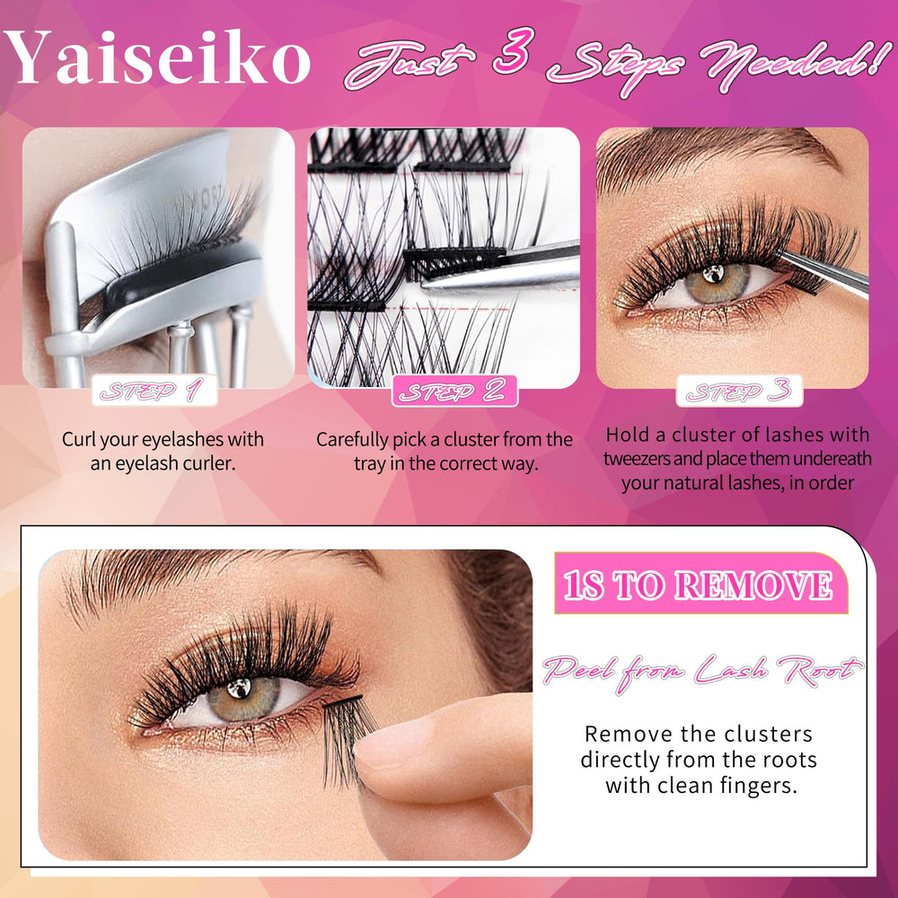 Yaiseiko pestañas sin irritación ni residuos para maquillaje limpio.