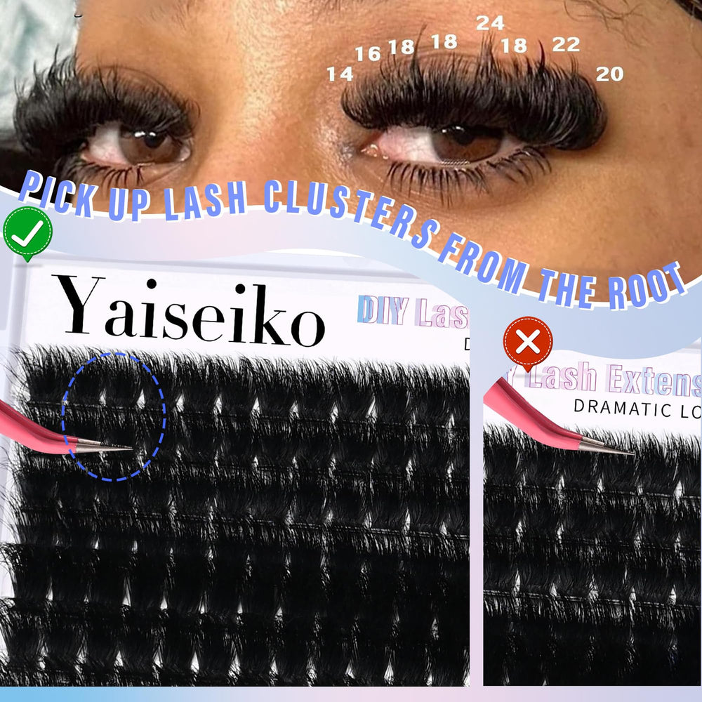 Yaiseiko racimos pestañas curva D alto rizo para mirada definida.
