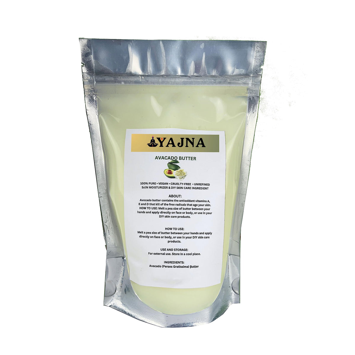 Yajna Manteca de Aguacate Cruda en bote para hidratación suave de piel