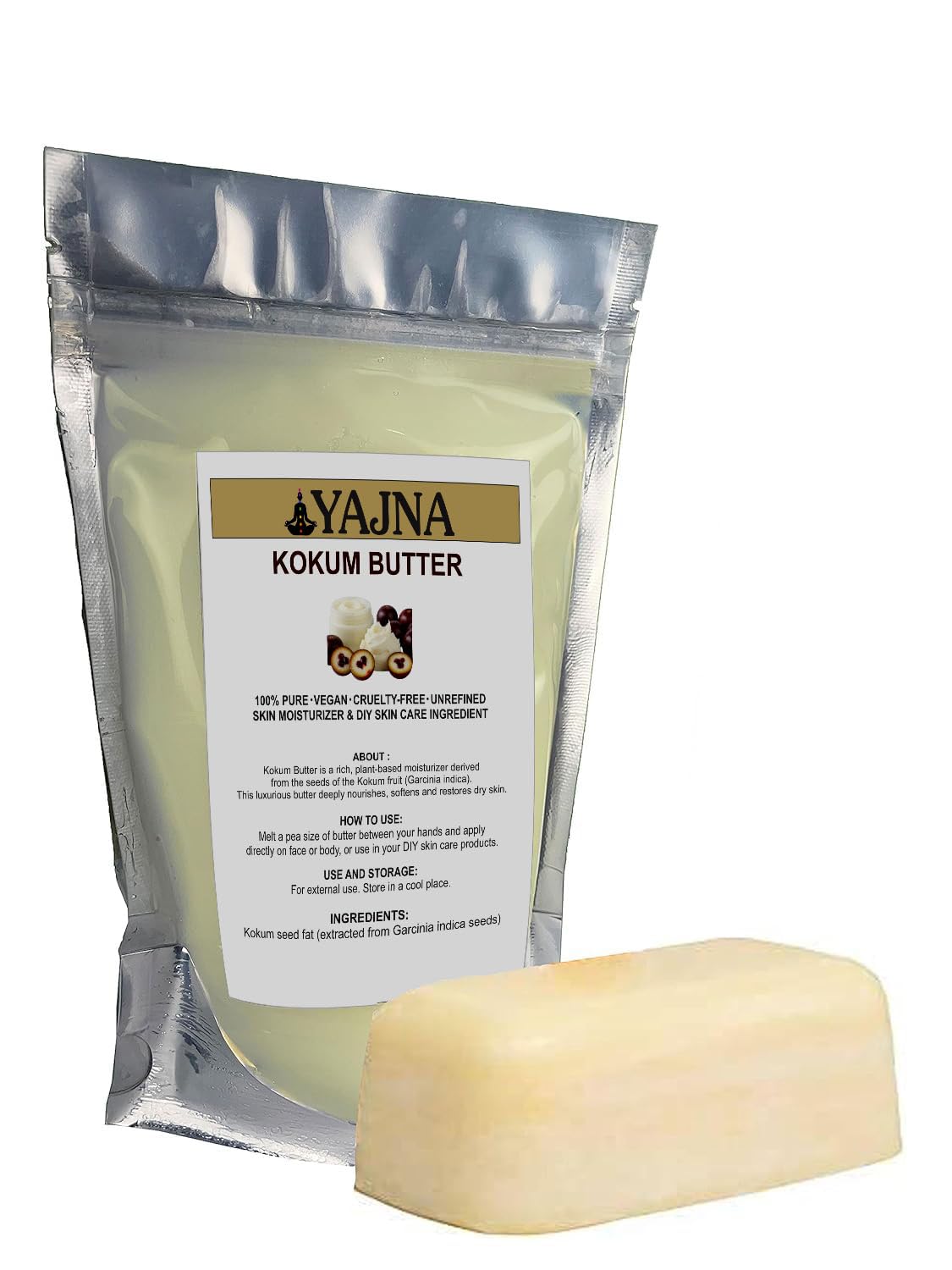 Yajna Manteca de Kokum orgánica para rostro: hidratación suave y duradera.