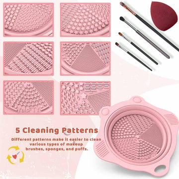 YalsFTY limpiador de brochas portátil de silicona rosa, ideal para viaje