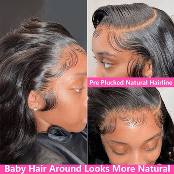 Peluca Yamikk Despuntada con cabello humano, encaje 13x5, 28 pulgadas, peinado natural.