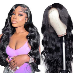 Peluca Yamikk de pelo humano con cabello ondulado y frontal de encaje para aspecto natural.