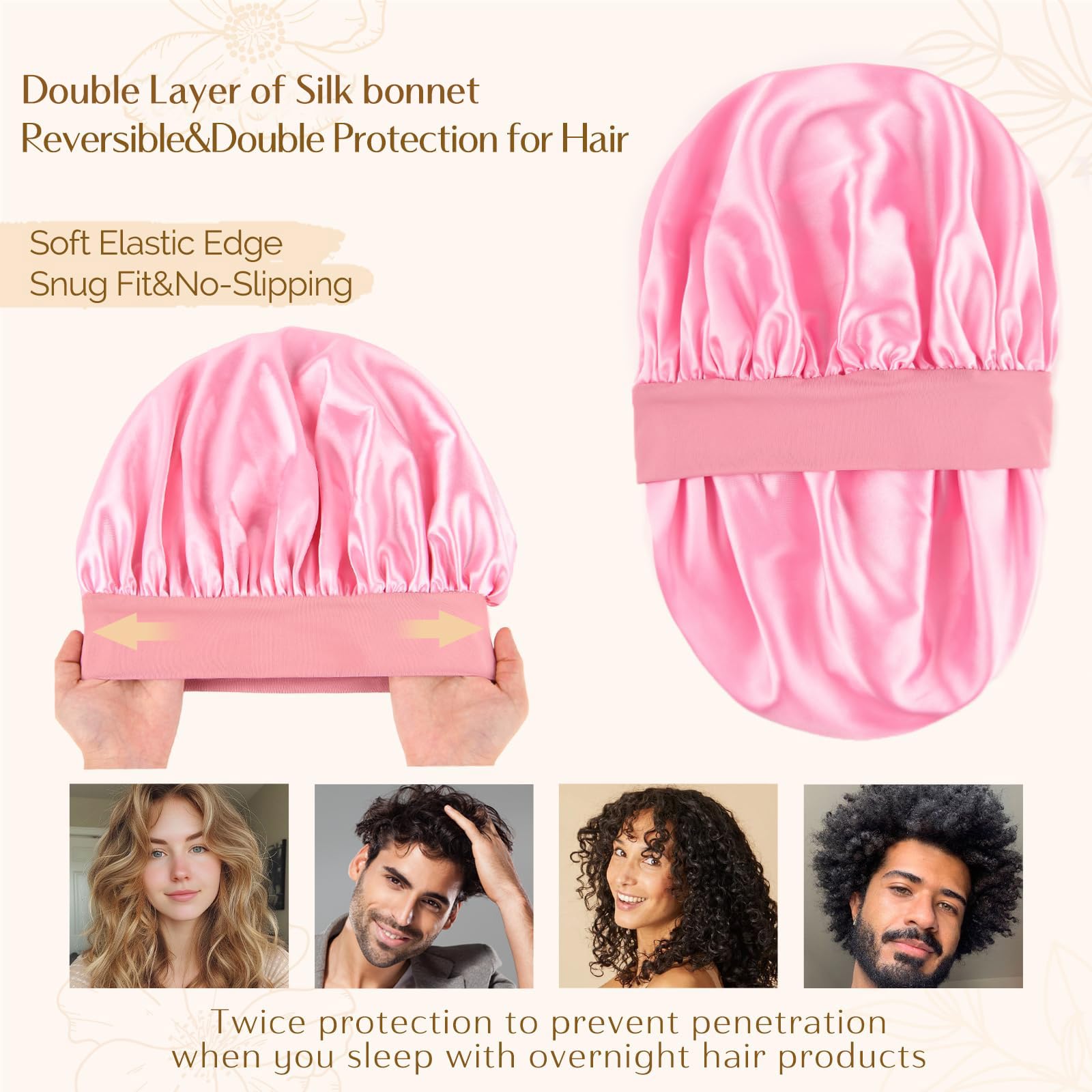 YANIBEST bonete seda, protección del cabello durante el sueño y reducción de frizz