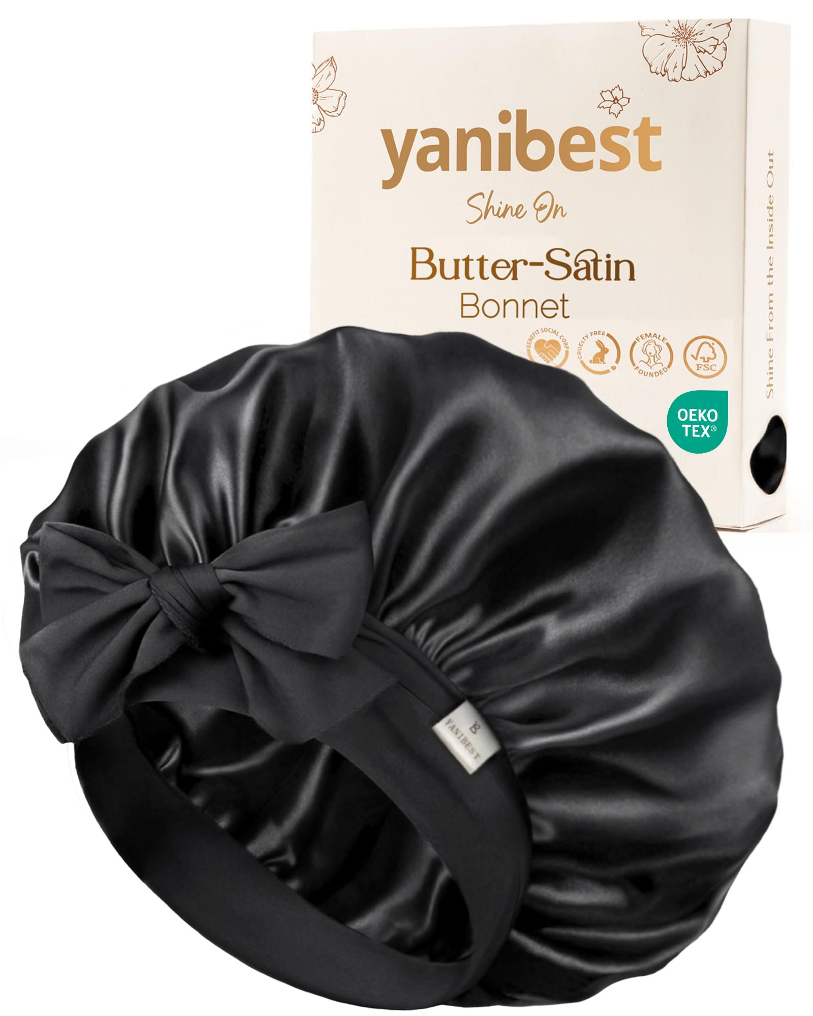 Yanibest bonete de satén ajustable para dormir, protege cabello y piel.