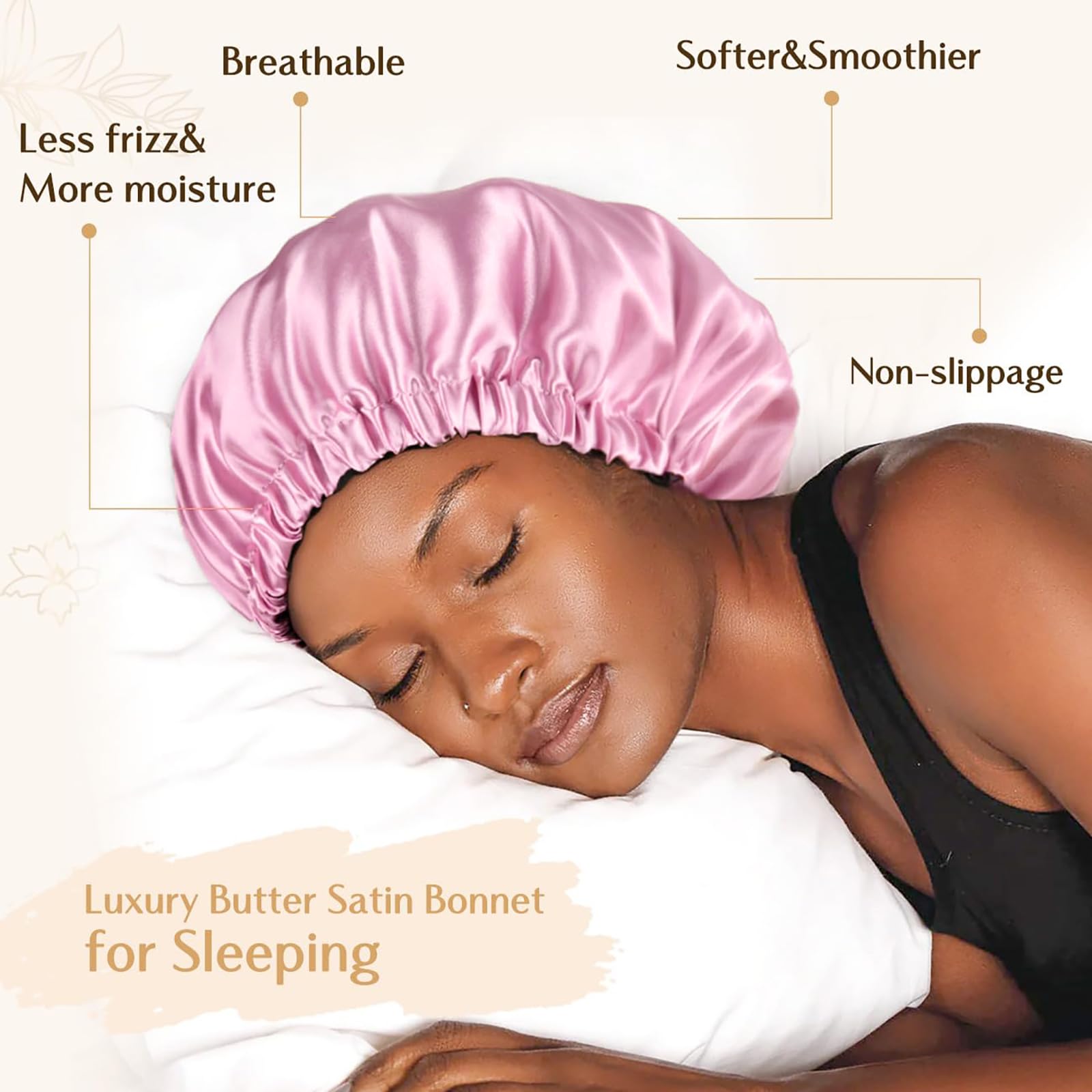 Yanibest bonete satén doble cara para dormir, protege sábanas y cabello.