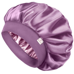 Gorro Yanibest de satén morado para dormir, doble capa que protege el cabello.