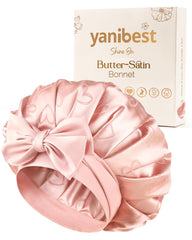 Yanibest bonete de satín ajustable en rosa protege el cabello durante la noche.