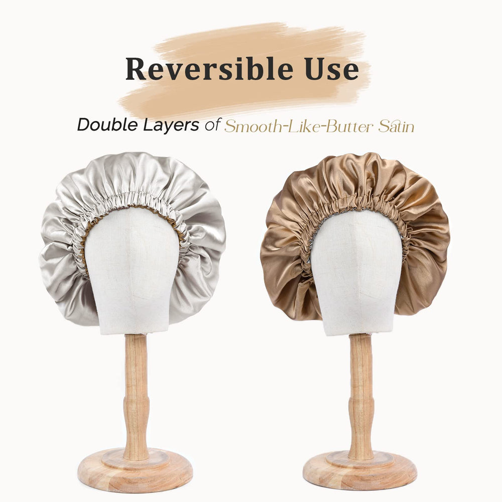 Yanibest Bonete reversible de dos colores cuida cabello y sábanas.
