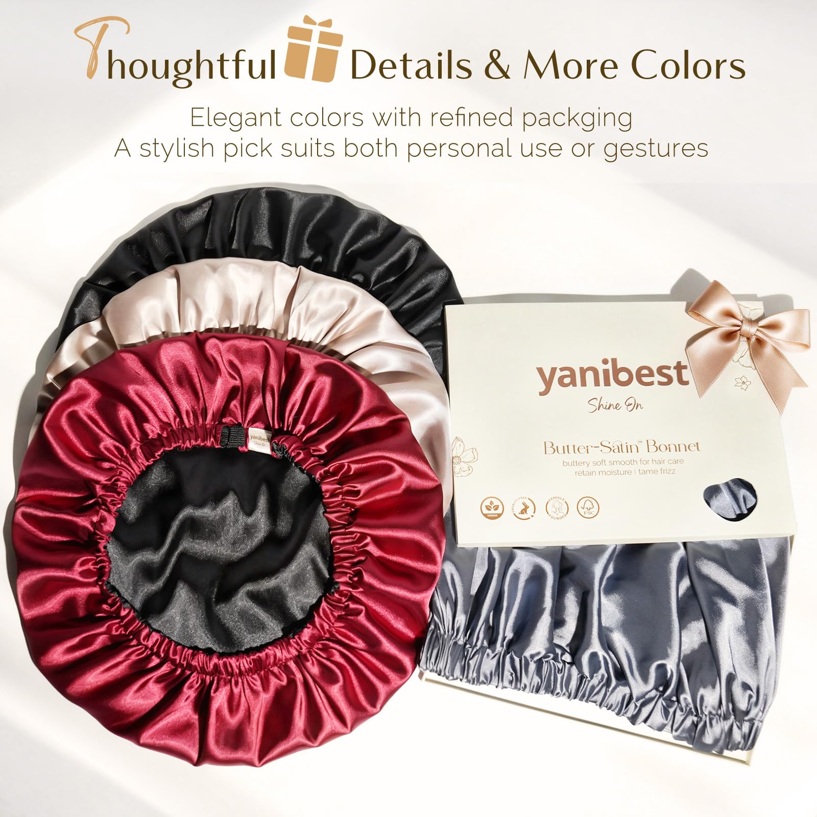 YANIBEST Bonete satín disponible en varios colores para tu estilo.