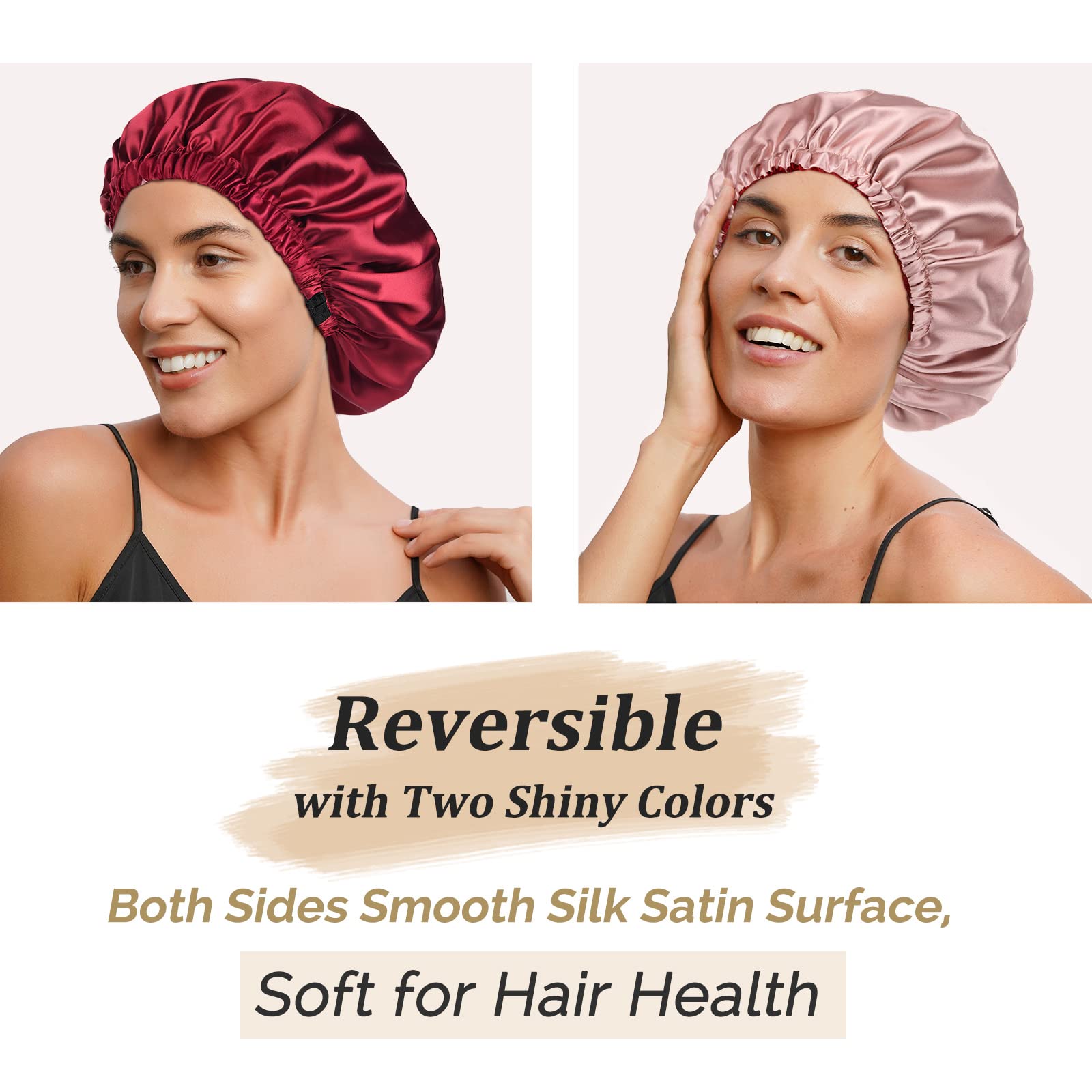 Bonete satinado ideal para cabello rizado durante la noche.