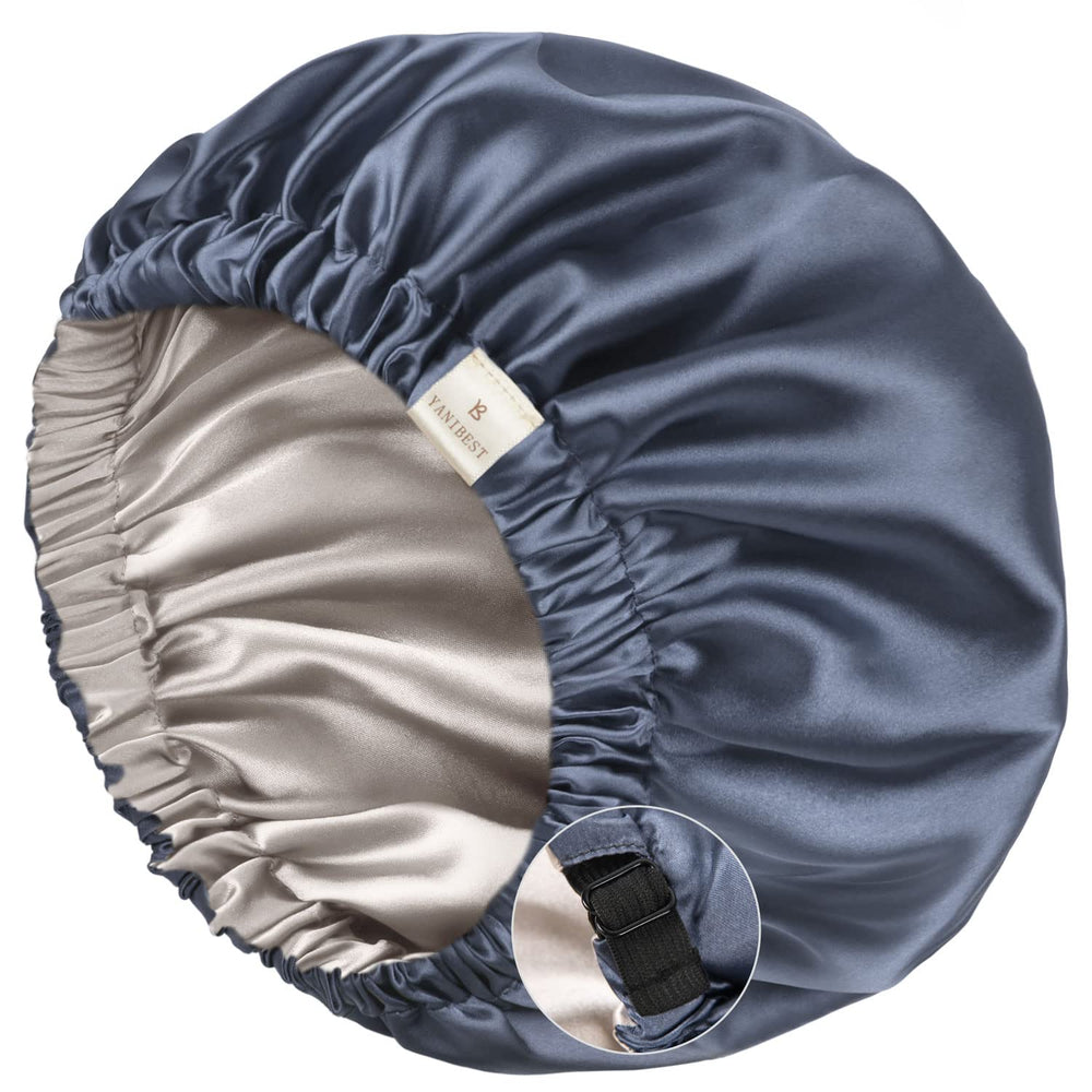 Gorrito de satén YANIBEST para dormir con ajuste doble y reducción del frizz nocturno.