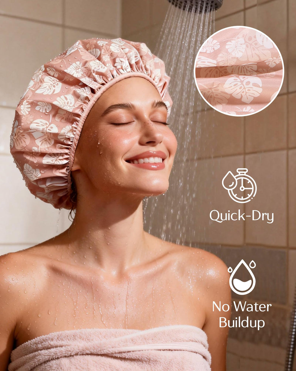 Yanibest gorro ducha impermeable con forro satinado mantiene el peinado.