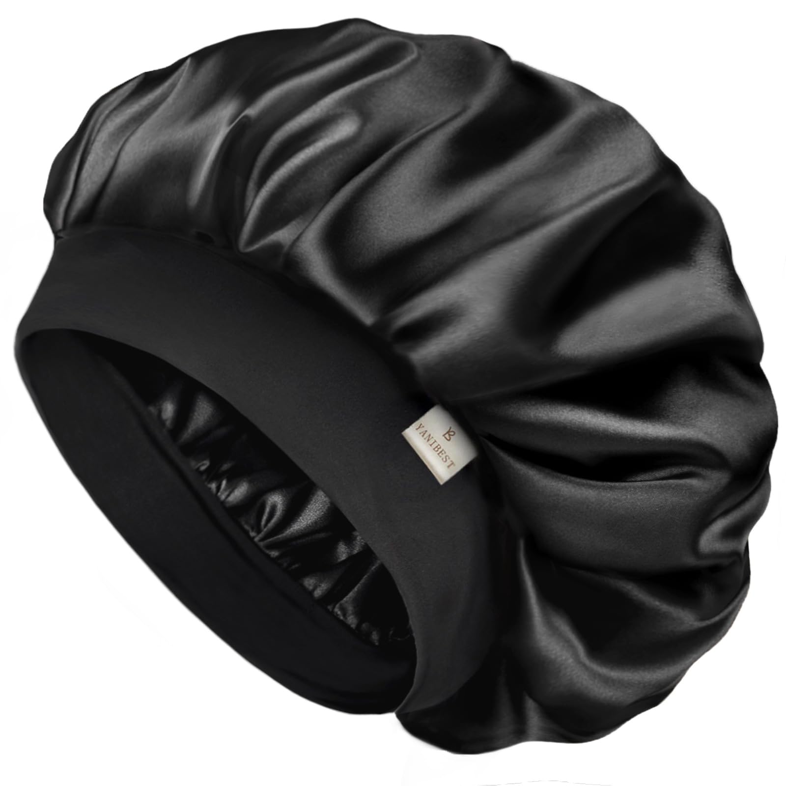Gorro de satén YANIBEST para dormir con doble capa mantiene el cabello suave durante la noche.