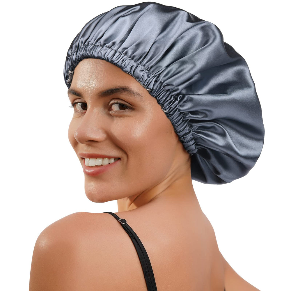 Protección del cabello con gorrito de satén YANIBEST al dormir para evitar enredos.