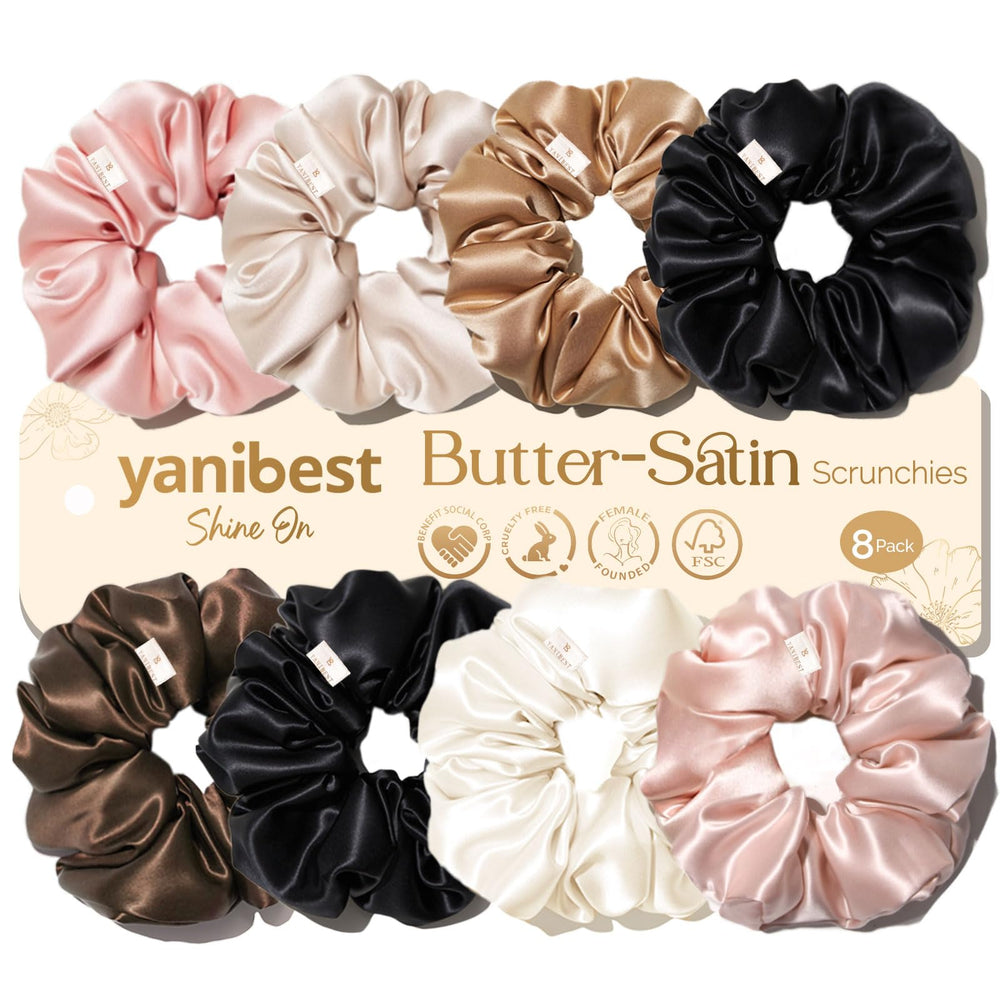 Yanibest satin scrunchies 8-pack box, stylish and practical for daily use