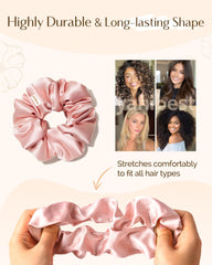 Yanibest satin scrunchies in soft butter satin demonstrating gentle texture