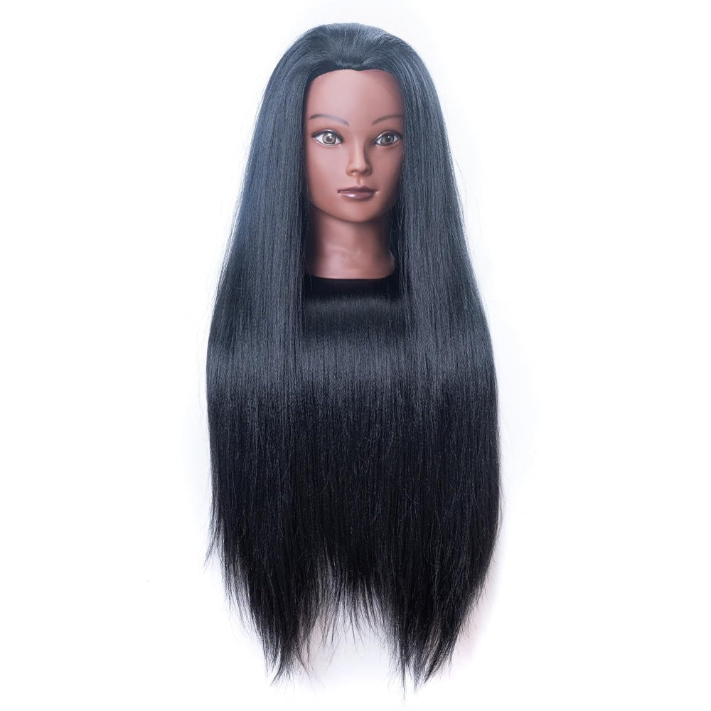 Cabeza-maniquí YANZIJF con cabello sintético multicolor para clases de estilismo