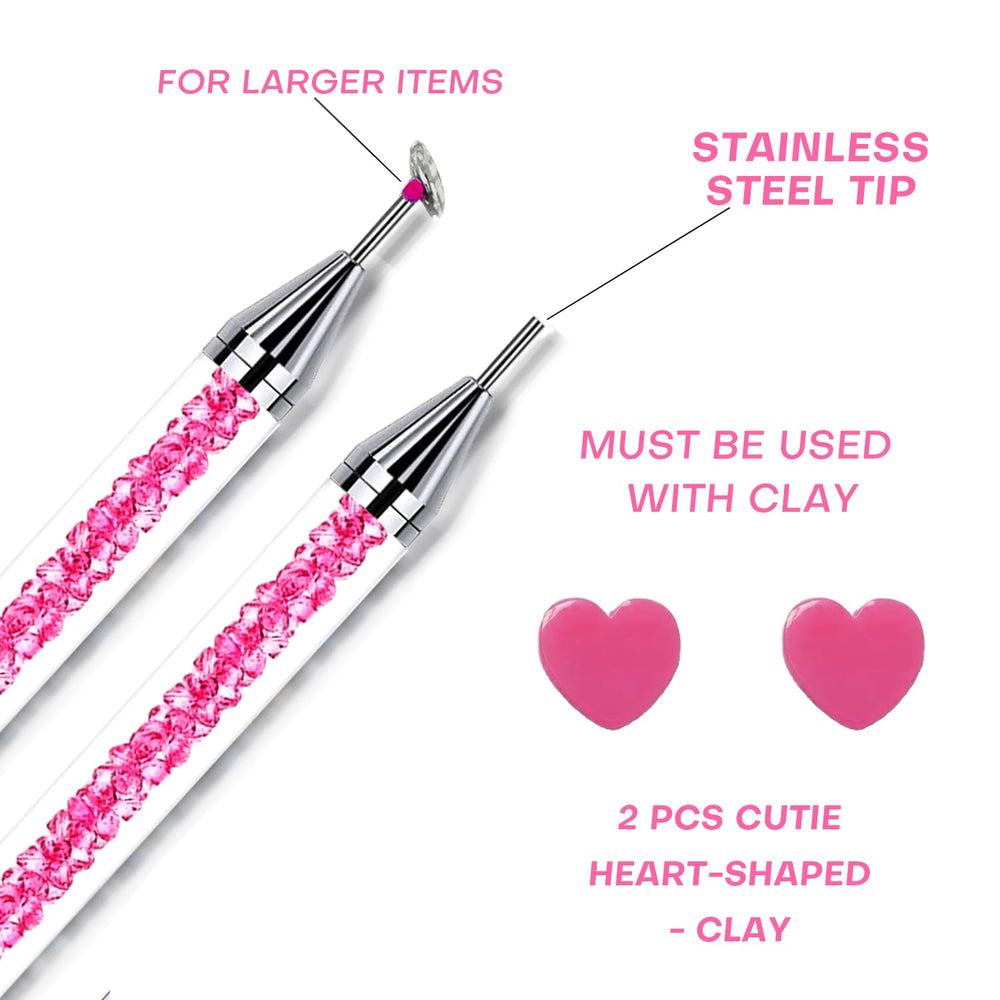 Puntas de cera rosa recargables para recoger gemas sin residuo.