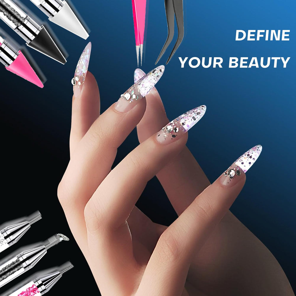 Yaoociy diseño elegante con brillo de gemas para resaltar arte de uñas.