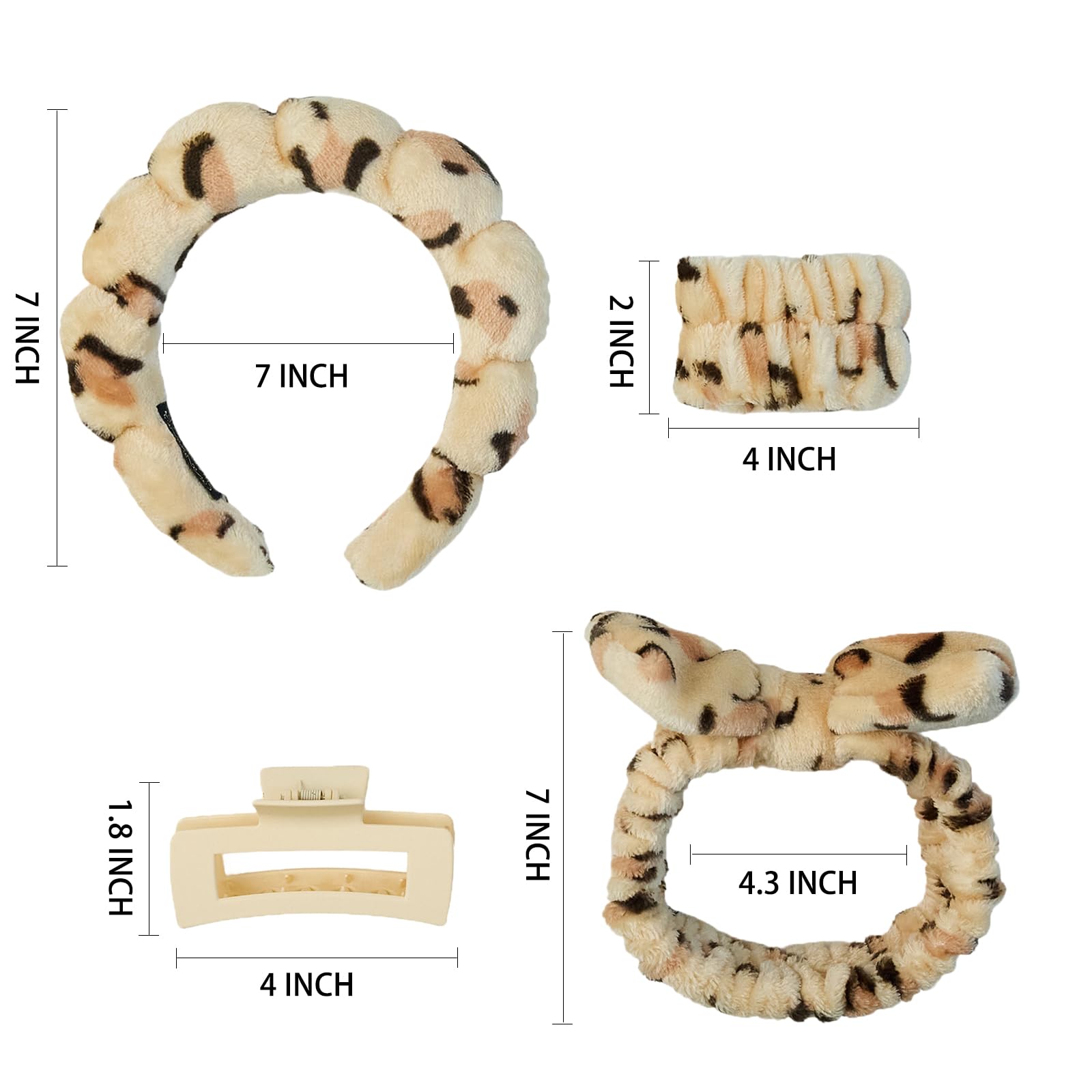 Yaqulen set spa Leopardo: banda de cabeza lazo suave para peinar y secar