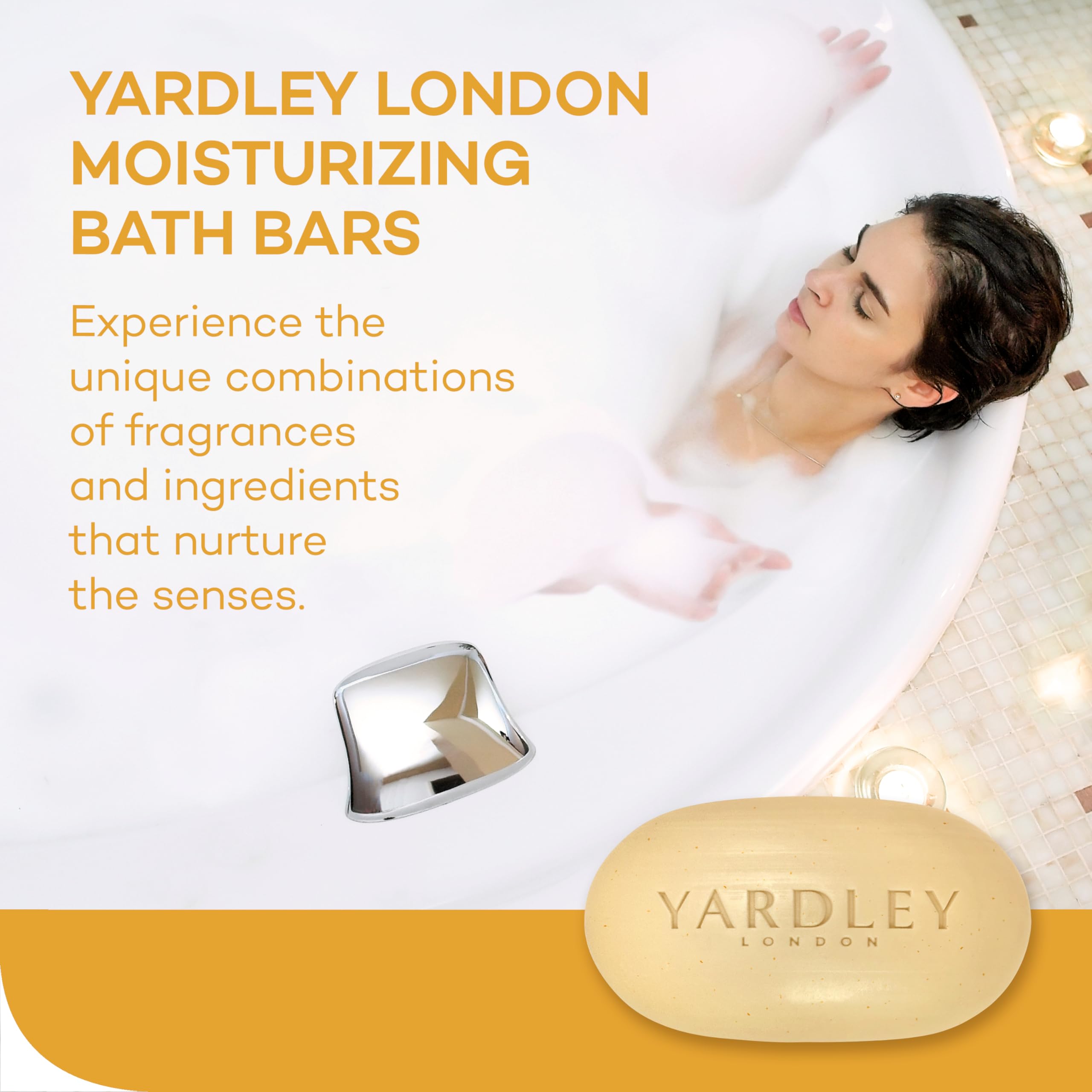 Jabón Yardley avena y almendra, embalaje elegante para baño diario