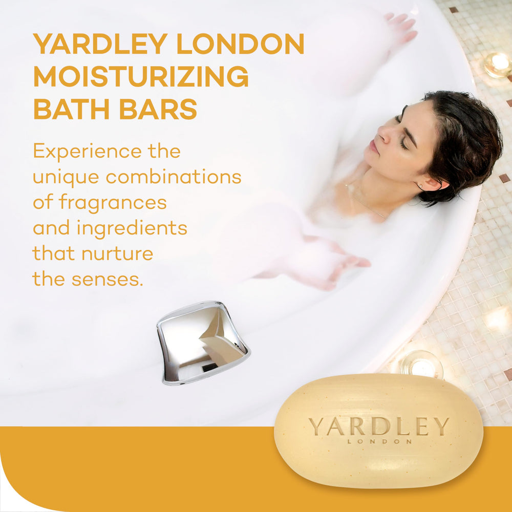 Jabón Yardley avena y almendra, embalaje elegante para baño diario