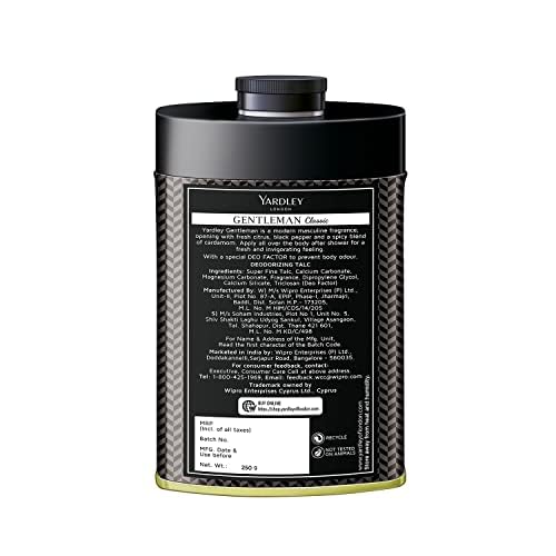 Perfil de pimienta negra y cardamomo en Yardley Gentleman Talco.