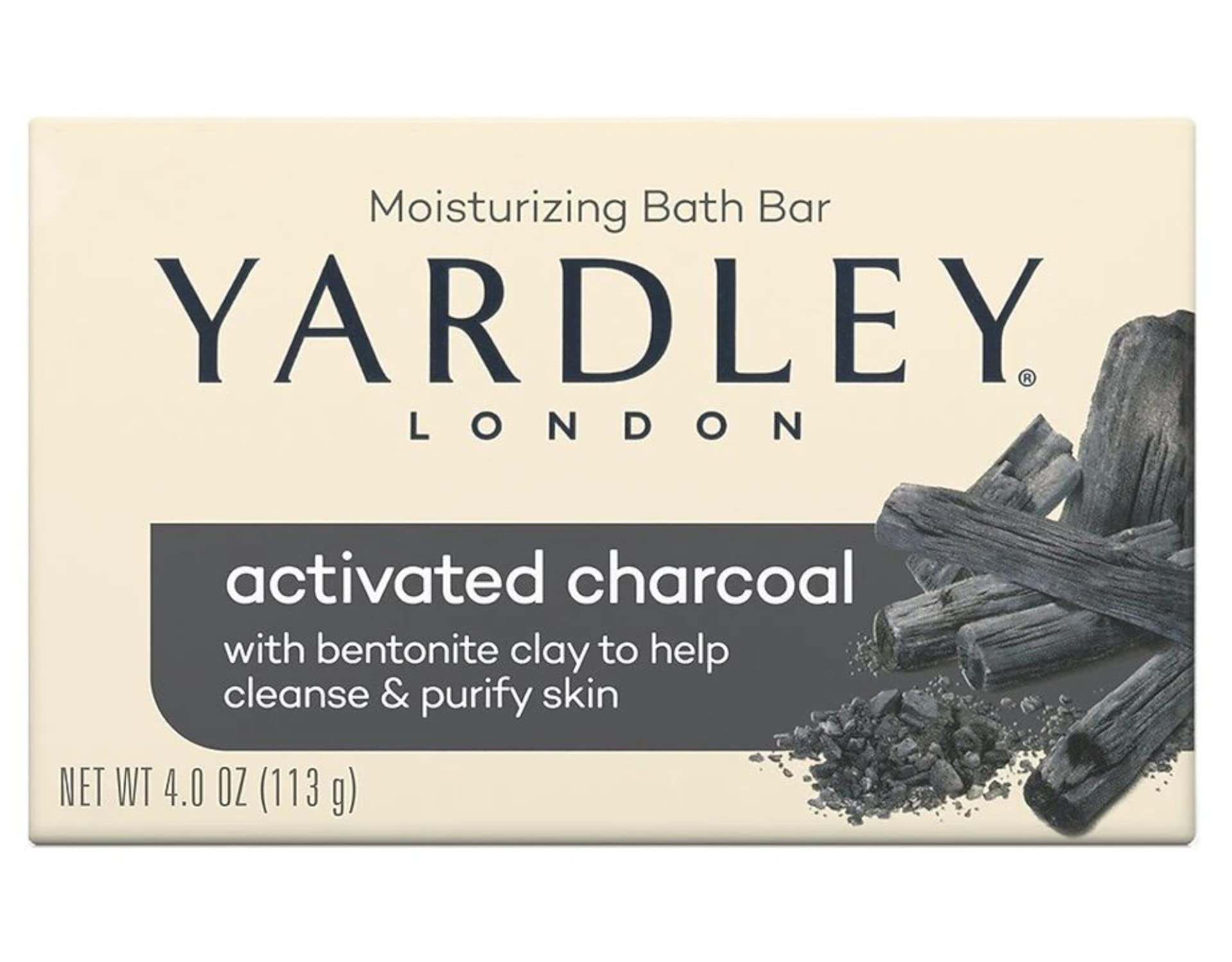 Jabón Yardley carbón activado detalle lateral, elimina impurezas superficiales