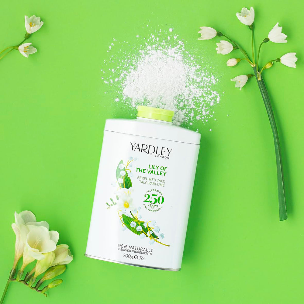 Yardley Lily del Valle talco: aroma floral suave para momentos frescos.