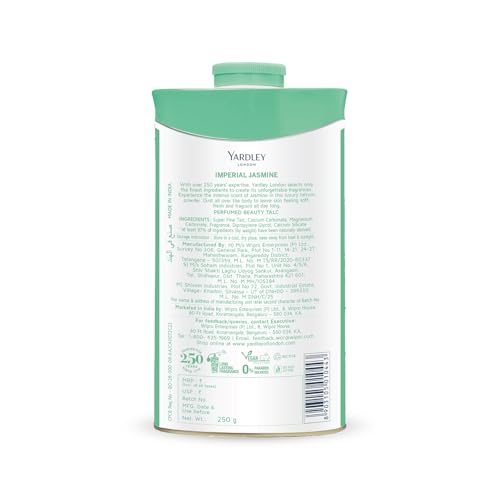 Talco perfumado Yardley London, aplicación corporal para aroma duradero