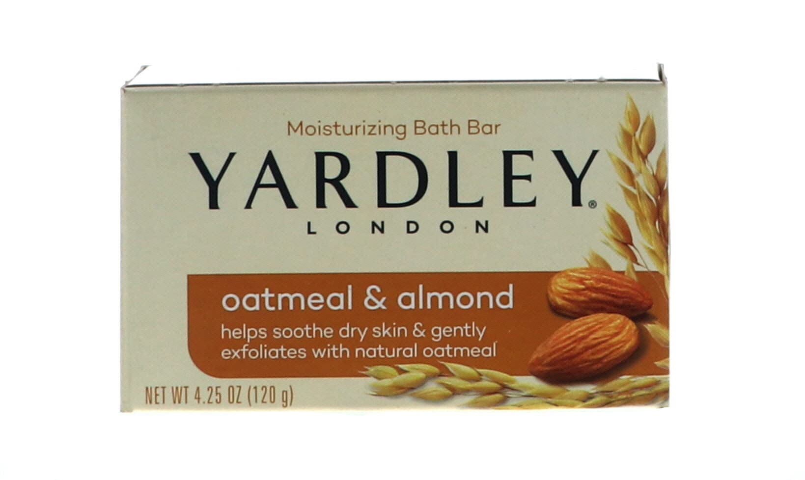 Yardley London Jabón barra avena almendra, 4 barras, hidratación suave.