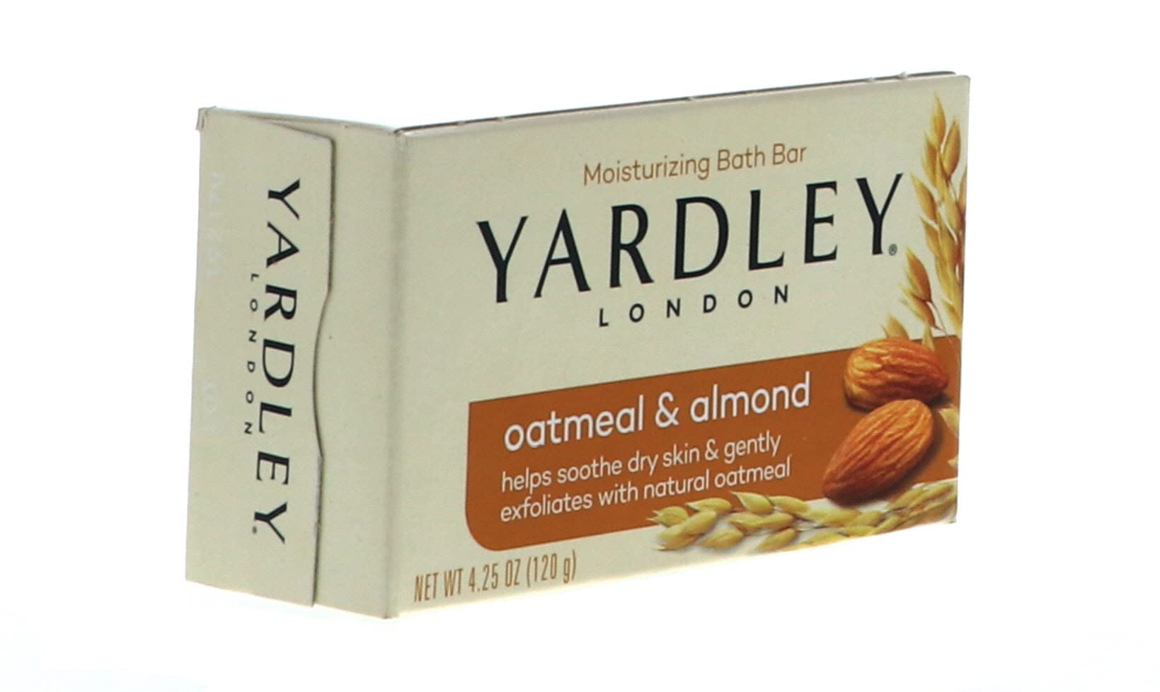 Jabón Yardley London avena y almendra para baño diario.