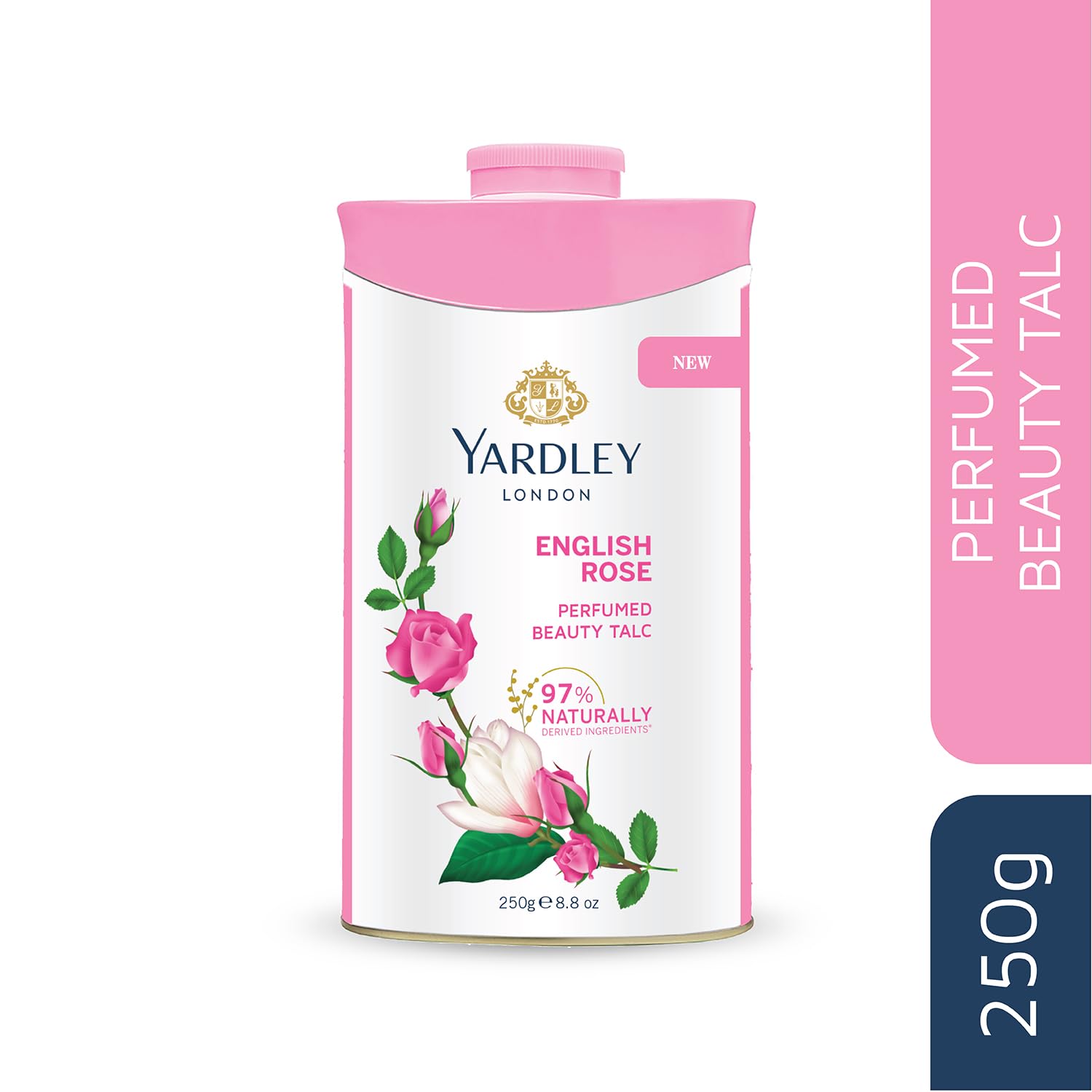 Yardley Rosa Inglesa Talco, aplicación suave deja aroma sutil en la piel.