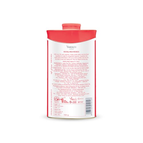 Yardley Talco Rosa Roja, textura polvo fino para piel suave
