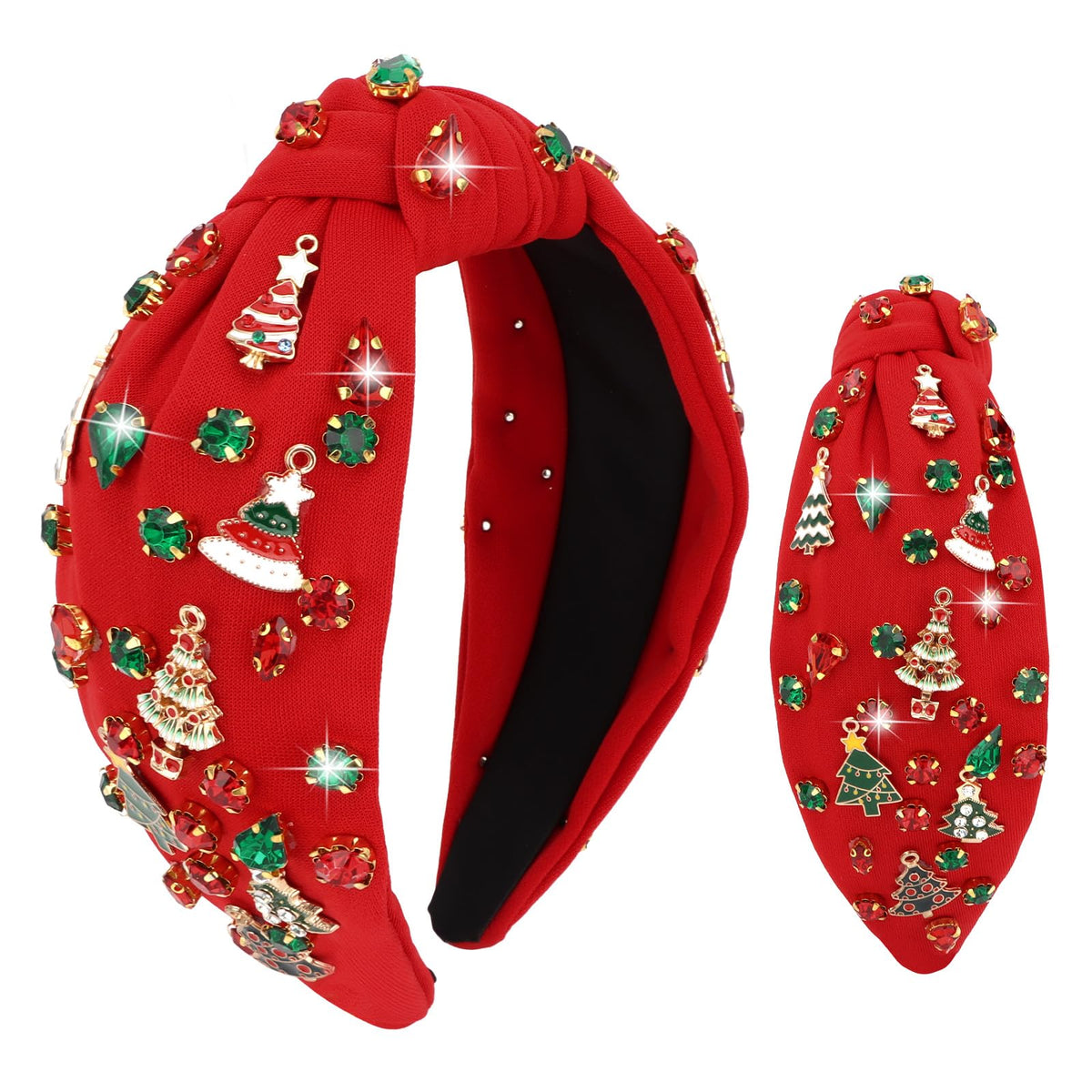 Diadema YARIEW con diseño navideño en árbol y piedras brillantes para fiestas.