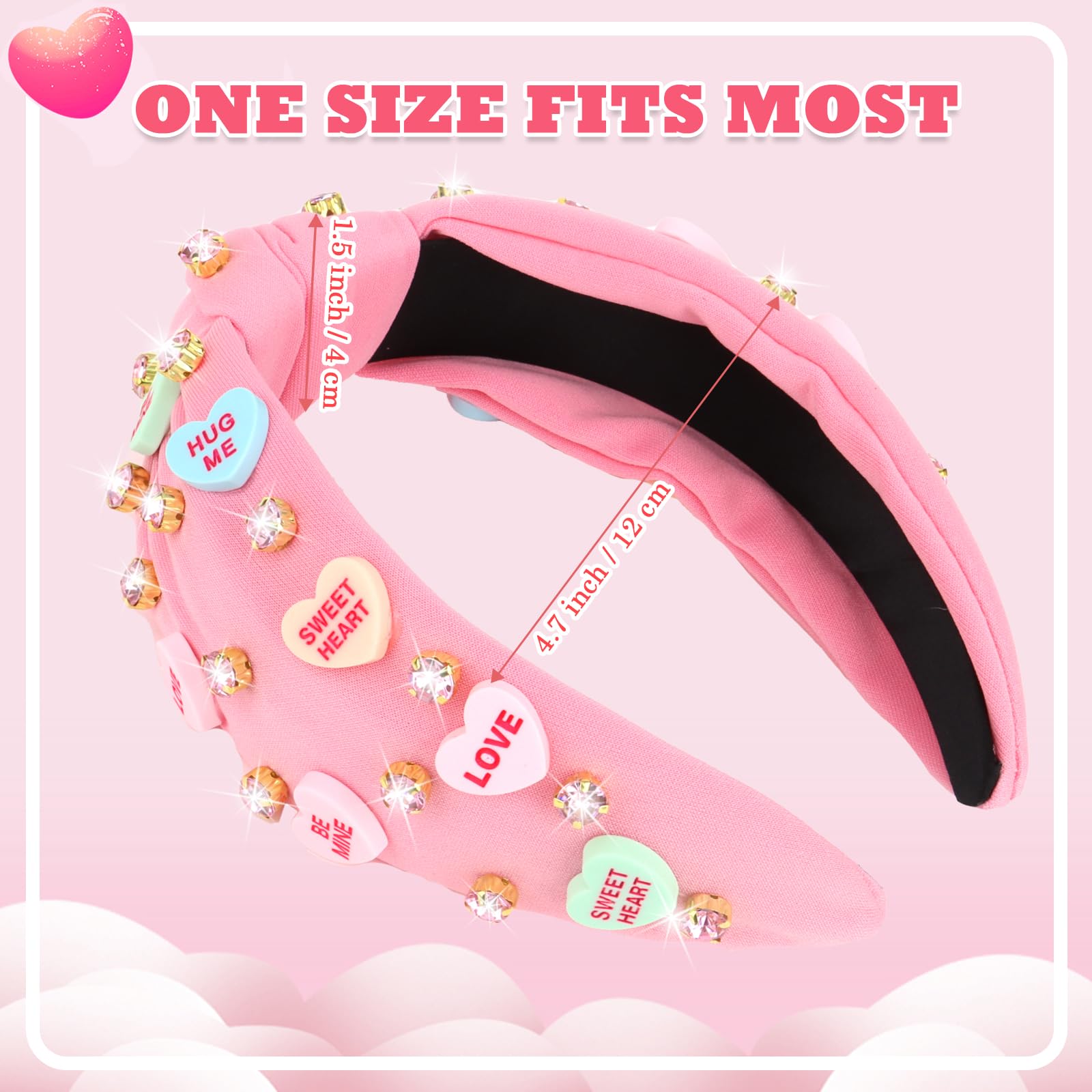 Diadema YARIEW con nudo rosa y strass para un look elegante